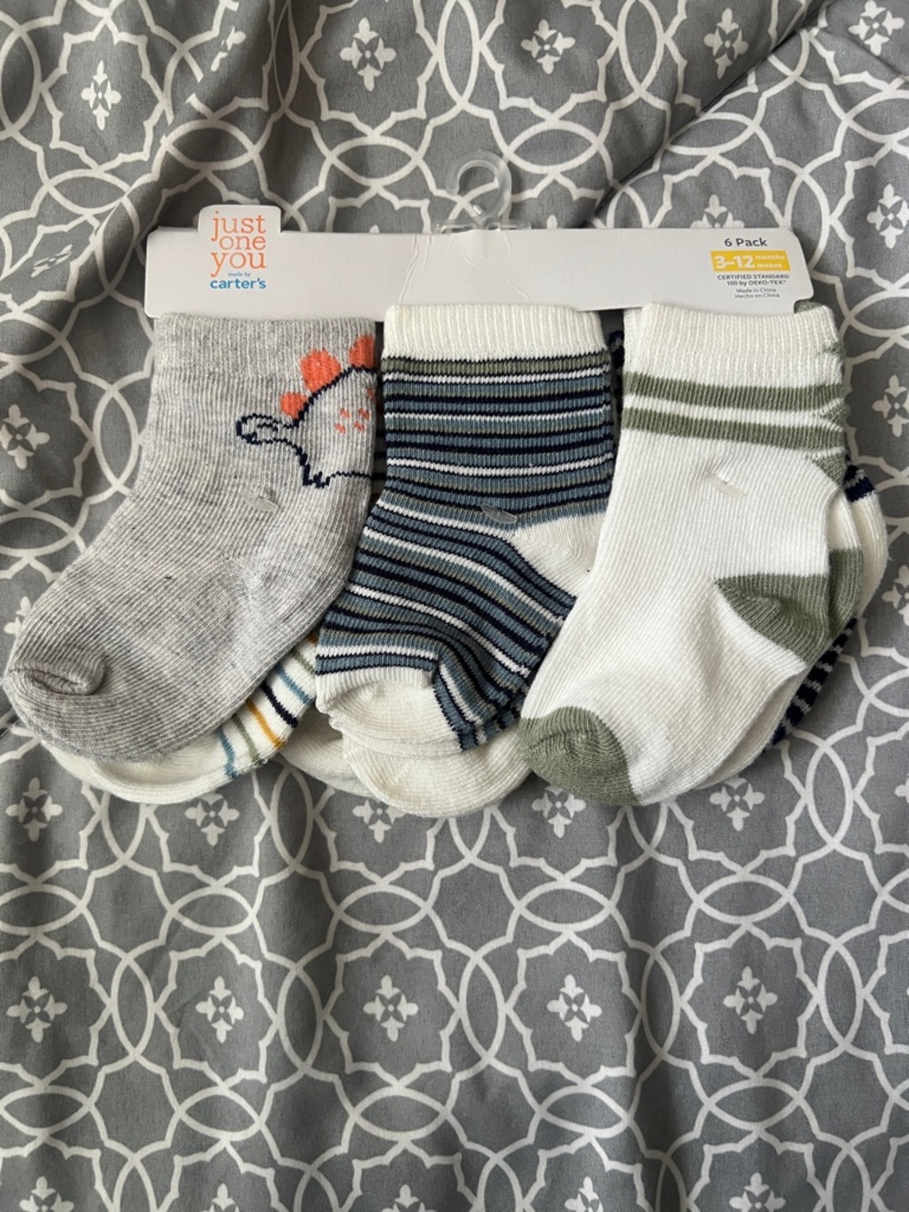 Carter's Baby Sock 6-Pack in Gray, Blue, White